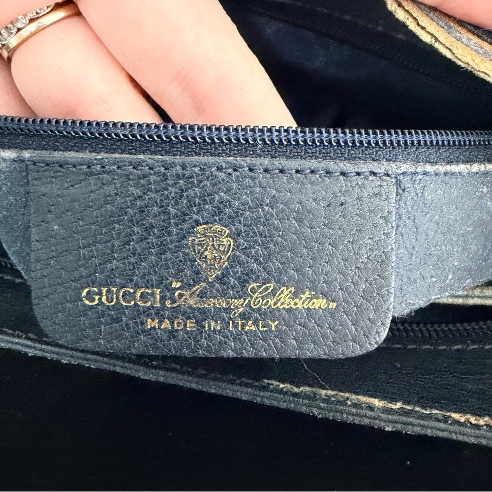 Vintage Gucci Navy Shoulder Bag Crossbody Bag Blue GG Monogram Canvas - Picture 12 of 15